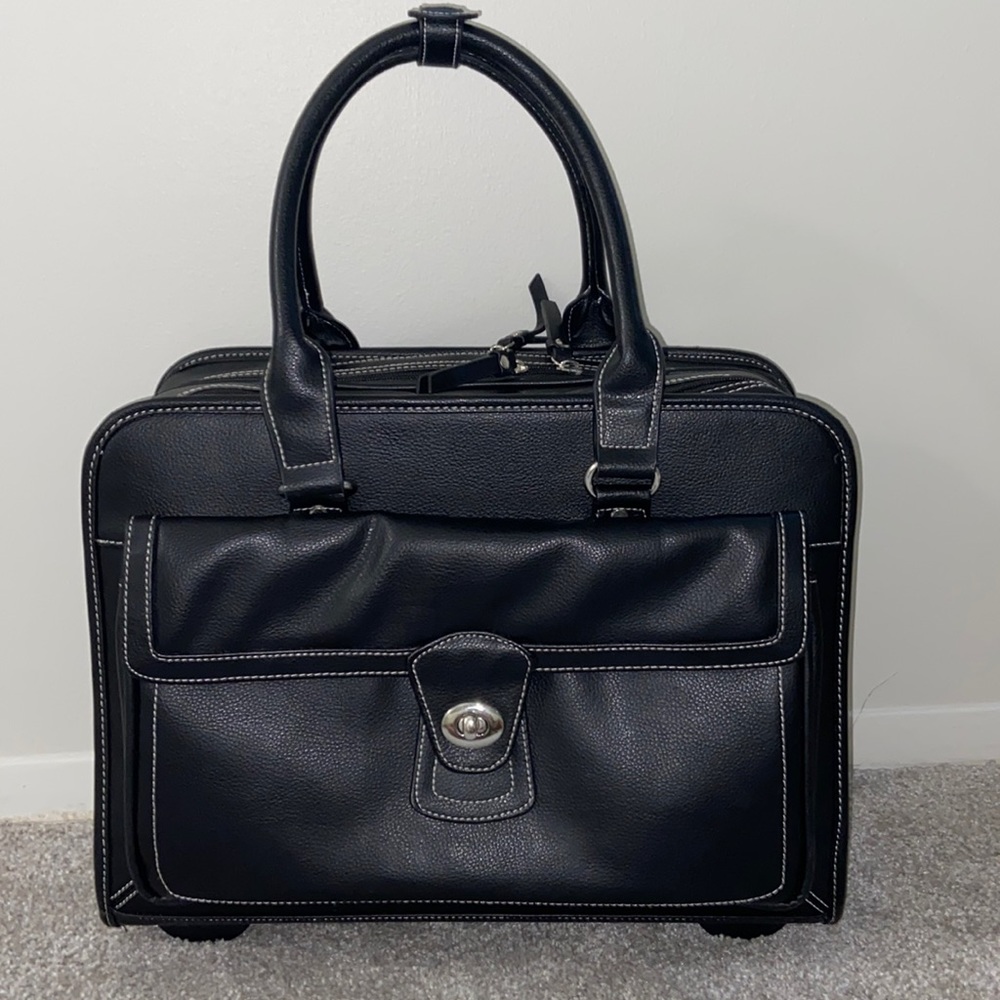 Samsonite Leather Rolling Bag, computer bag, carry-on